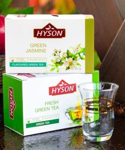 Zestaw herbata zielona z jaśminem + herbata Fresh green + szklanka