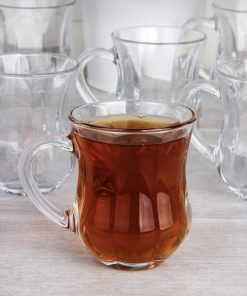 Szklanki do herbaty ze spodkami, zestaw Dantel kpl 6 osobowy