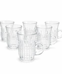 Komplet 6 szklanek z uchem Aysima tłoczony wzór 130ml