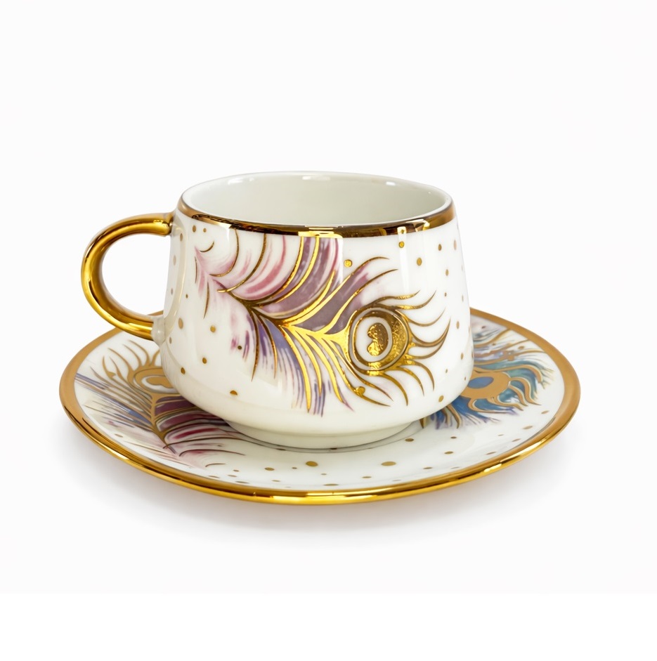 Zestaw filiżanek 60 ml zdobienie pawie pióro – 6 szt. 1859c4b4d362ce4ed5932dc5b50fec74